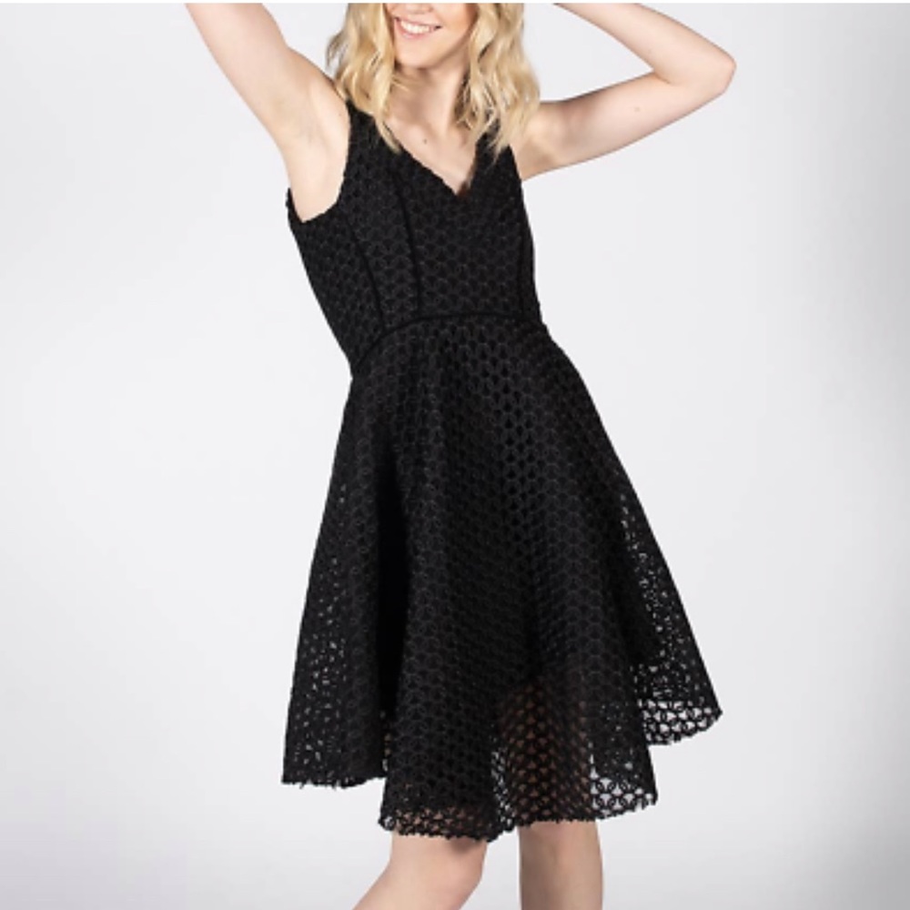 Maje Black Ringo A-line Basket Cocktail Dress